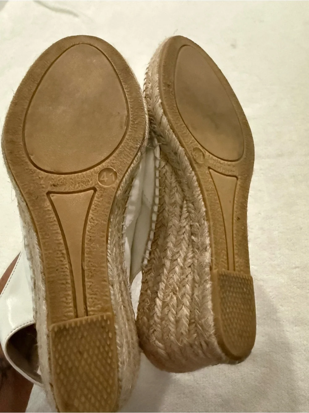 Salamander White Leather Sling Back Espadrille Shoes Size 10